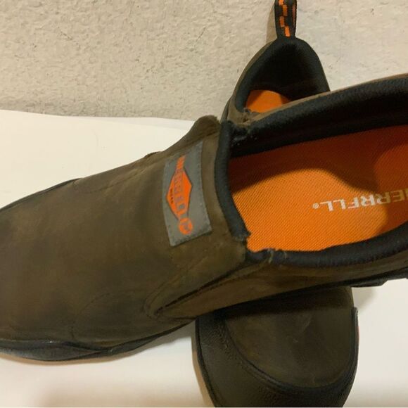 Merrell Men's Jungle Moc Espresso Composite Toe CSA Leather Slip-On Work Shoe - Picture 10 of 13